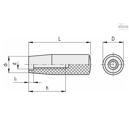 Elesa Cylindrical handles, I.280/40-1/4-20 I.280 (inch sizes)